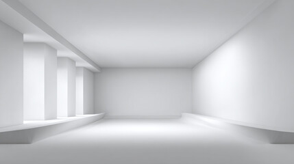 Fototapeta premium Modern minimalist interior design featuring a spacious and empty room with sleek architectural details