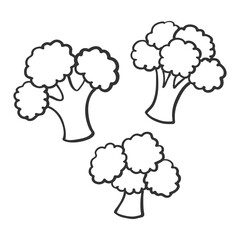 Simple Outline Drawing of a Fresh Broccoli