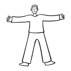 Happy Man Standing with Arms Outstretched Wide