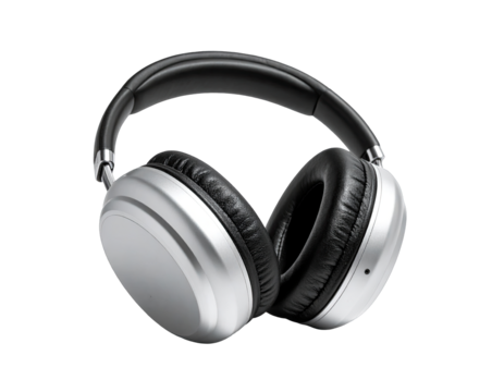 Over-ear headphones silver cups, black cushions, headband