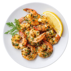 Juicy grilled shrimp garnished with herbs and a lemon slice, ready to be enjoyed for a delicious seafood meal