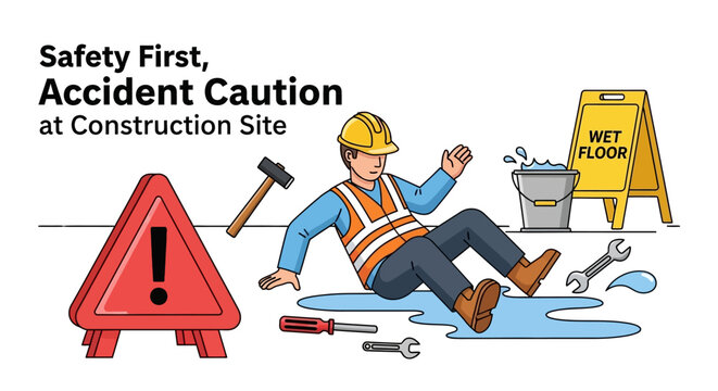 Safety First, Accident Caution at Construction Site A Detailed Visual Guide