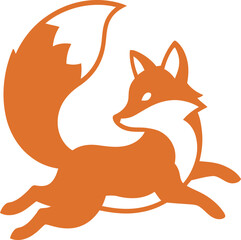 Obraz premium Stylized Orange Fox Silhouette Leaping with Bushy Tail animal wildlife