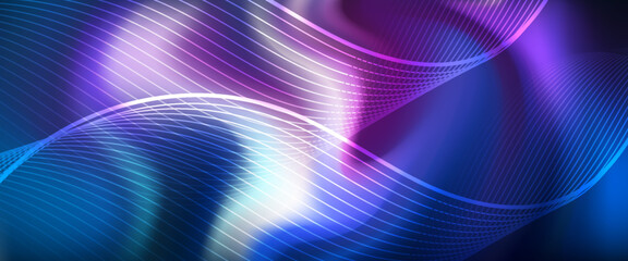 Neon glowing techno lines, hi-tech futuristic abstract background template with square shapes.vector illustration eps10