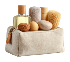 Cozy self-care essentials top-down wellness home product display isolated on transparent background