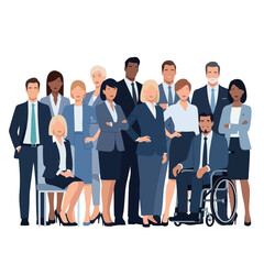 Diverse group of professional business people standing together as a team.