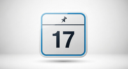 Calendar icon day seventeen vector illustration appointment schedule date reminder event organizer graphic 3d