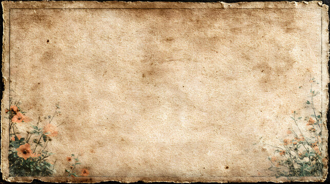 Vintage paper background with soft floral decorations and aged texture, perfect for invitations, scrapbooks, or antique-themed designs.