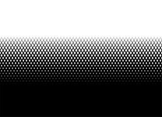 Smooth horizontal Vector transition from black to white for interior, advertising, packaging, covers, printing. Two-tone Modern pattern. Place for text. Halftone