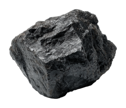 Exploring unique black coal stone natural environment view isolated on transparent background