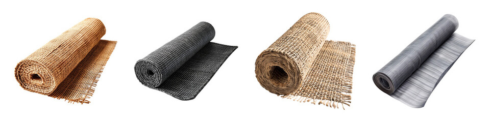 Obraz premium Rolls of burlap fabric non woven materials for various applications
