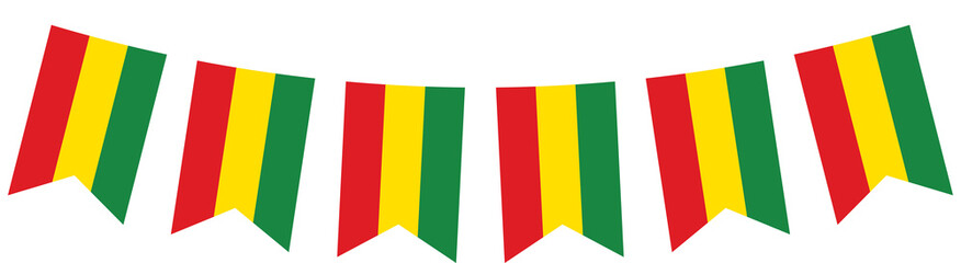 Fototapeta premium Red, yellow and green colored party bunting as the colors of the Black History Month flag. Flat design illustration.