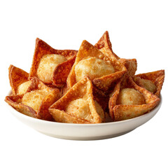 A bowl of golden brown fried wontons filled with savory ingredients sits ready to be enjoyed