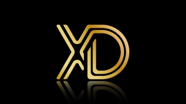 Stylized lowercase X and D with reflections, connected by a single line. Idea for a logo, emblem, or creative design