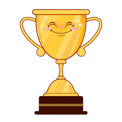 Golden winner trophy smile face cartoon cute