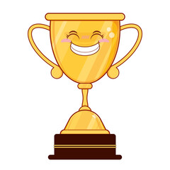 Golden winner trophy smile face cartoon cute