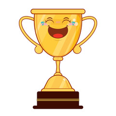 Golden winner trophy laughing face cartoon cute