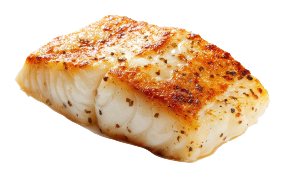 Grilled cod fillet preparation kitchen food home isolated on transparent background