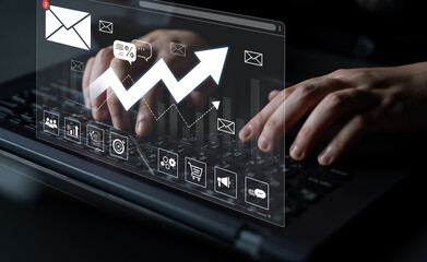 A dashboard for tracking email marketing analytics. The growth chart visualizes the campaign's performance, open rates, and success in reaching business targets. Fermion