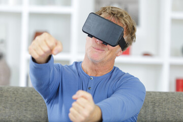 man using a virtual reality headset