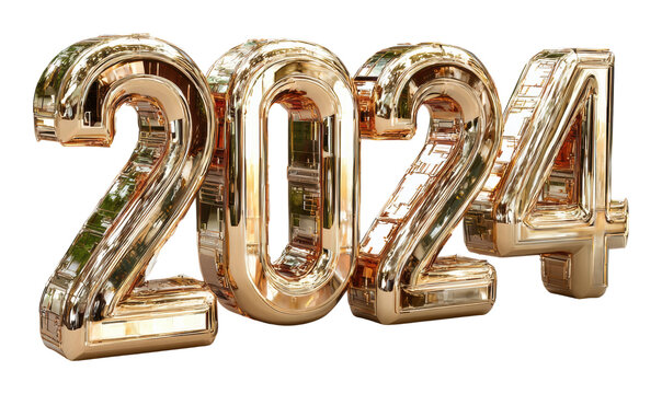Festive atmosphere joyful imagery for new year 2024 celebration isolated on transparent background