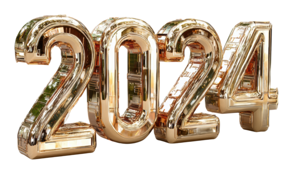Festive atmosphere joyful imagery for new year 2024 celebration isolated on transparent background