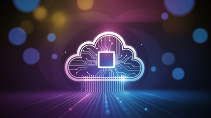 Stunning cloud computing concept with a central processor design, perfect for technology, data storage, and network solutions