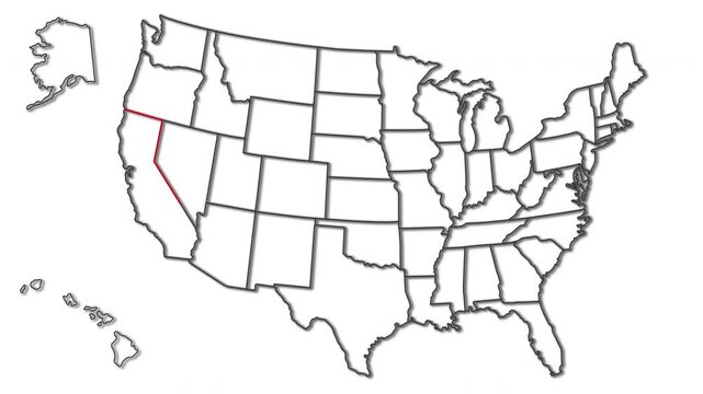 California. State outline on a map. Idea for tourism, informational, and educational content. Animation for websites, apps, and creative design