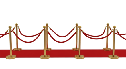 Red Carpet and Stanchions on Black Background velvet ropes