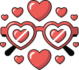 Charming Heart Shaped Eyewear with Love Symbols Captivating Romantic Visual Appeal for Valentine's Day and Celebrations