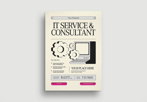 White Y2K Evolution IT Service Flyer Layout