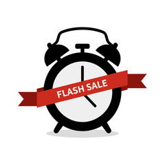 Flash sale timer with clock icon and red banner design  