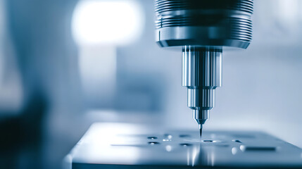 Precision Engineering: Automated measuring tool on a factory floor. High-precision machinery in action. The future of manufacturing is here. #Manufacturing #Automation #Precision