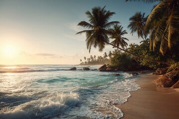 beach with palm trees