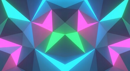 Obraz premium Surreal abstract multicolored geometric background composed of triangles illuminated 