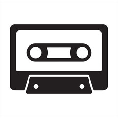 Obraz premium Silhouette audio tape cassette retro technology isolated object Vector illustration