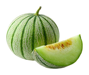 Harvesting fresh melon slices farm market food isolated on transparent background