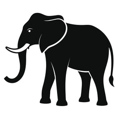 Elephant Silhouette Design Art Illustration for Wildlife Themes.