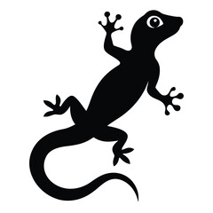 gecko lizard silhouette with big eyes. Cute reptile vector icon illustration for children's design, pet logo, or tropical graphic.