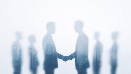 Business people meeting, shaking hands a corporate setting, agreement teamwork and representing partnership,