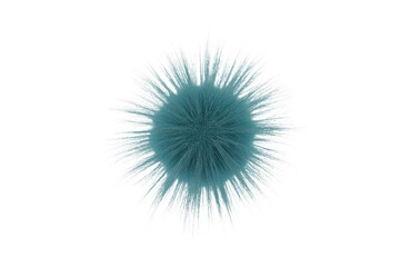 Obraz premium A fluffy, spherical object with a teal core and radiating white wisps, resembling a dandelion puff or a microscopic organism. background removed