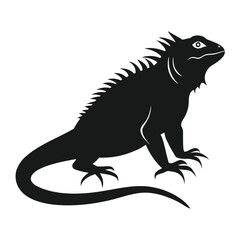 iguana silhouette, large reptile vector icon. Isolated exotic animal graphic for logo, zoo, or tropical design.