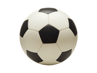Classic black and white soccer ball, with stitched panels, cutout, PNG isolated on white or transparent background football