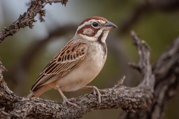Texas Mesquite: Lark Sparrow in Palo Duro Canyon State Park, North America