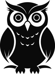Front-Facing Owl Bird Silhouette Vector Icon