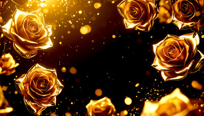 Floating Golden Roses with Soft Light.
柔らかな光に包まれた金の薔薇が舞うイラスト