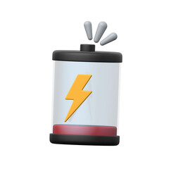 Obraz premium 3D battery icon showing low energy with warning sign