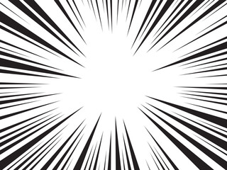 Obraz premium Manga comic explosion, motion or movement effect, vector background. Manga anime cartoon radial speed lines and abstract pattern for comic book burst, flash ray or explode bang action