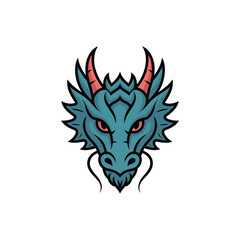 Naklejka premium Teal Dragon Head
