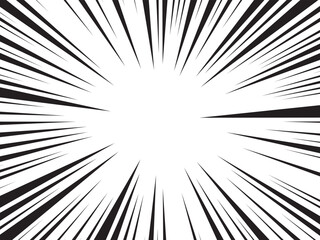 Naklejka premium Manga comic explosion, motion or movement effect, vector background. Manga anime cartoon radial speed lines and abstract pattern for comic book burst, flash ray or explode bang action